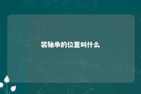 装轴承的位置叫什么 