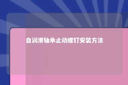 自润滑轴承止动螺钉安装方法 