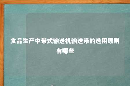 食品生产中带式输送机输送带的选用原则有哪些 